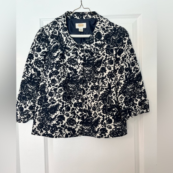 Talbot Petites Navy & White floral print 3/4 sleeve Blazer Jacket - Picture 1 of 6